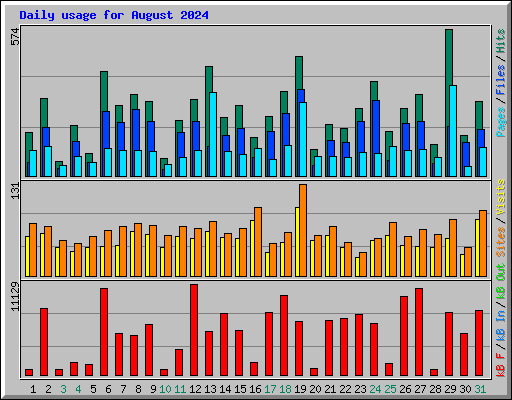 Daily usage for August 2024